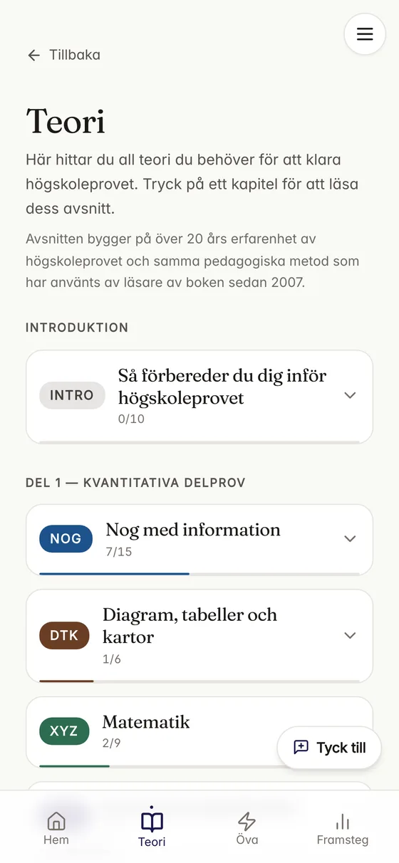 Teorin i Hopp: bokens kapitel i digital form, med länkar tillbaka till boken